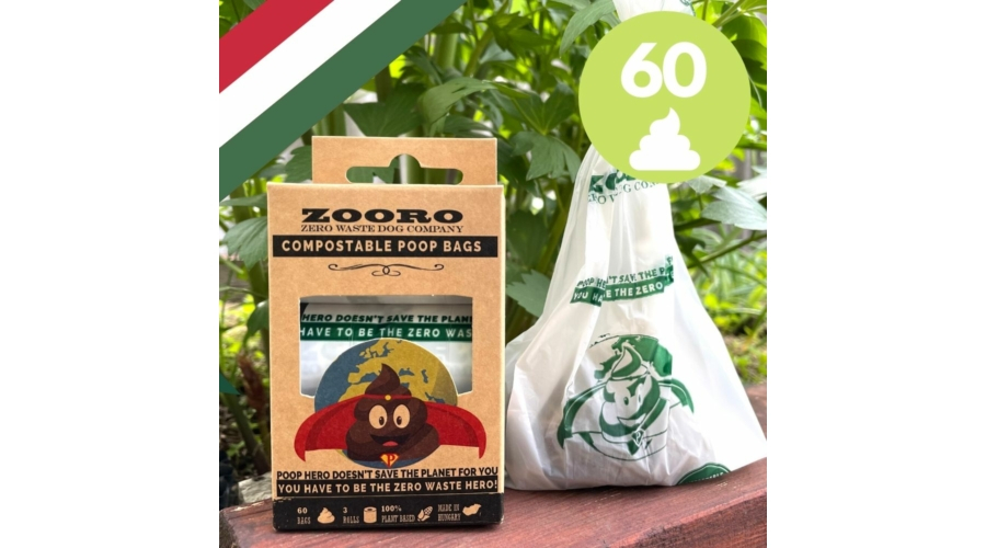 Zooro Poophero lebomló és komposztálható kakizacskó, 60 db